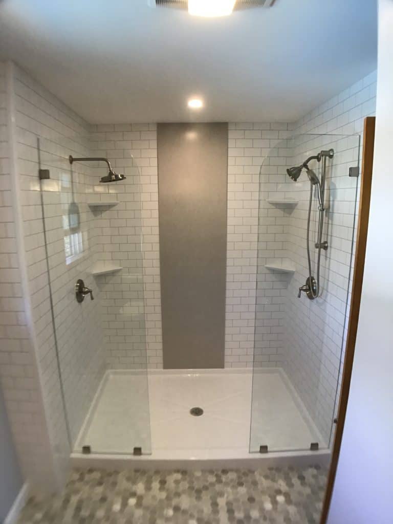 WE TOOK OUT THE JACUZZI TUB TO MAKE LARGE SHOWER --- THE RESULTS