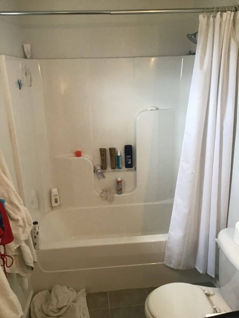 WE TOOK OUT THE JACUZZI TUB TO MAKE LARGE SHOWER --- THE RESULTS